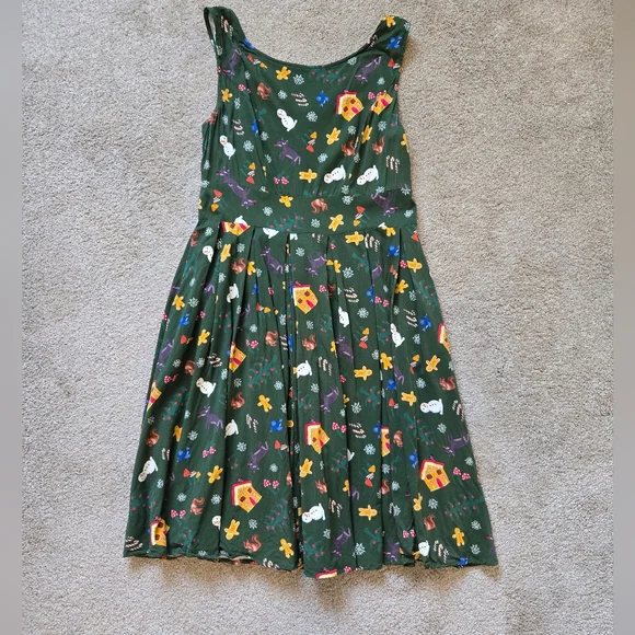 Miss Lulo Forest Green Fairy Tale Holiday Dress Size XL - Picture 4 of 10